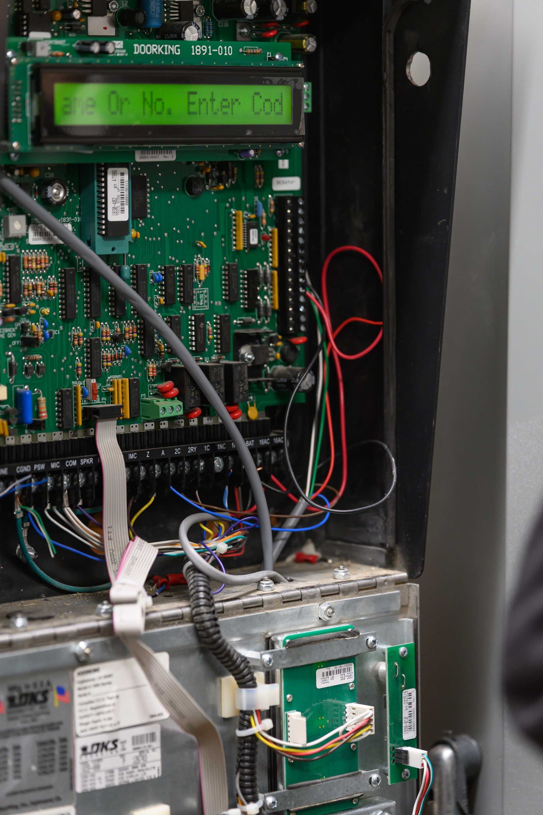 Access control panel wiring detail at a Bay Area property.