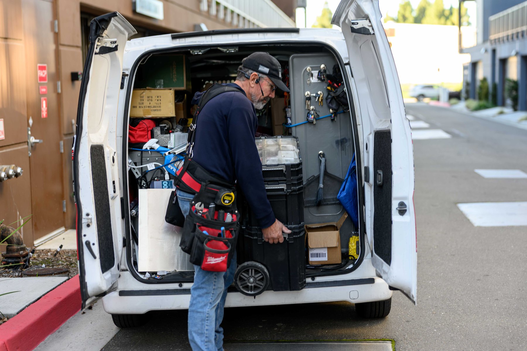 Elwin service van with tools staged for Bay Area field work.